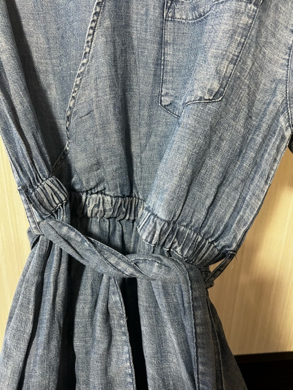 Wash Lab Denim BoHo Cowgirl Short Sleeve Maxi Dress size L - Picture 10 of 14